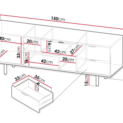 Televizní stolek STELLA - kašmír / zlatý