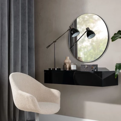 Závěsný toaletní stolek LILLIEN - černý / černý lesk