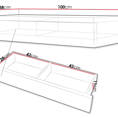 Závěsný toaletní stolek LILLIEN - bílý / bílý lesk