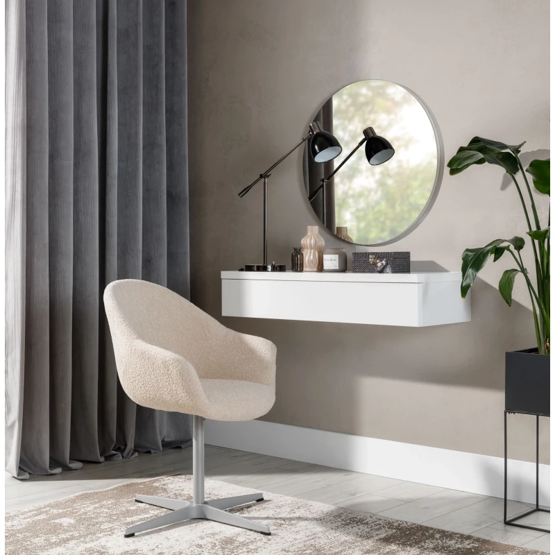 Závěsný toaletní stolek LILLIEN - bílý / bílý lesk