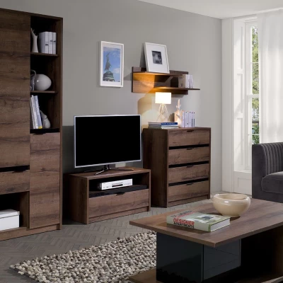 Televizní stolek DOON - dub monastery / černý lesk