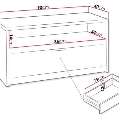 Televizní stolek DOON - dub monastery / černý lesk