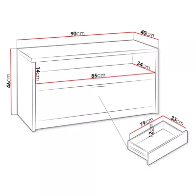 Televizní stolek DOON - dub monastery / černý lesk