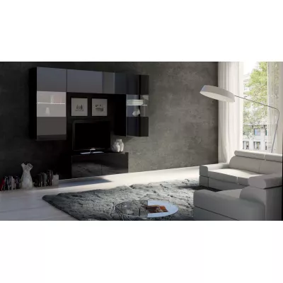 Závěsný TV stolek CONNOR - černý / černý lesk