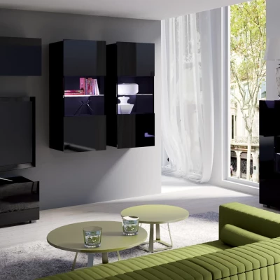 Závěsný TV stolek CONNOR - černý / černý lesk