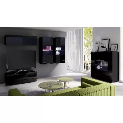 Závěsný TV stolek CONNOR - černý / černý lesk