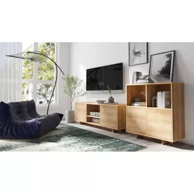 Nízká kombinovaná komoda CHASKA - dub riviera