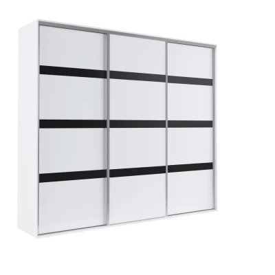 Třídveřová šatní skříň 277 cm AMBOY 7 - černá / bílá