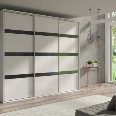 Třídveřová šatní skříň 277 cm AMBOY 7 - černá / bílá