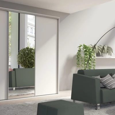 Zrcadlová šatní skříň 277 cm AMBOY 9 - bílá