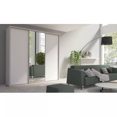 Zrcadlová šatní skříň 277 cm AMBOY 9 - bílá