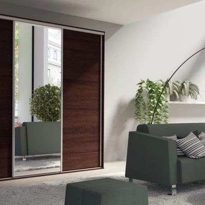 Zrcadlová šatní skříň 277 cm AMBOY 9 - dub sonoma čokoláda