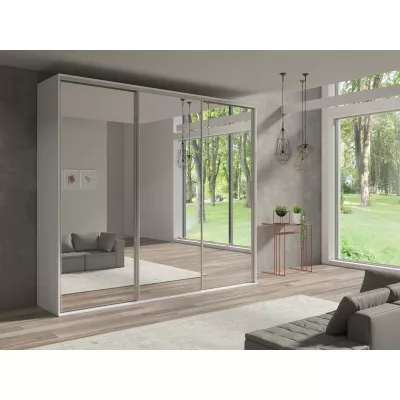 Šatní skříň 277 cm se zrcadly AMBOY 11 - bílá