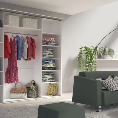 Třídveřová šatní skříň 254 cm AMBOY 4 - šedá