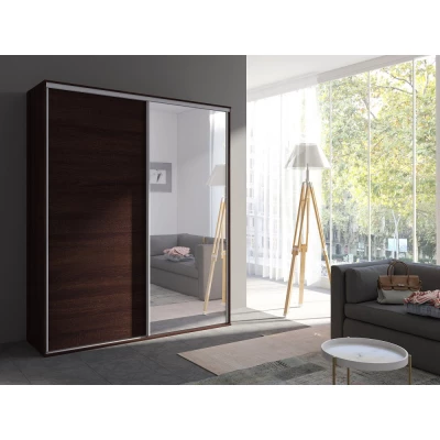 Zrcadlová šatní skříň 204 cm AMBOY 2 - dub sonoma čokoláda