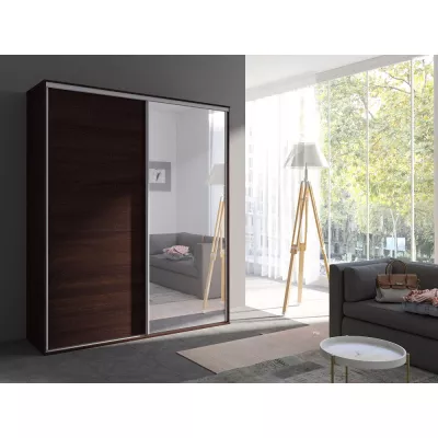 Zrcadlová šatní skříň 204 cm AMBOY 2 - dub sonoma čokoláda