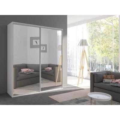 Šatní skříň 204 cm se zrcadlem AMBOY 3 - bílá