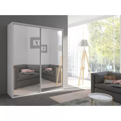 Šatní skříň 204 cm se zrcadlem AMBOY 3 - bílá