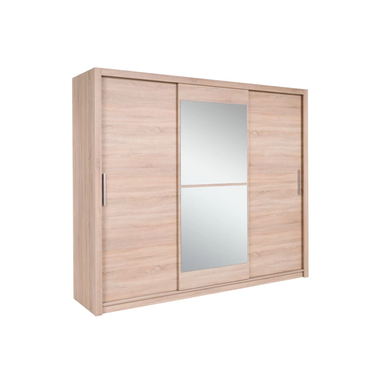 Šatní skříň 250 cm s se zrcadlem COKATO 5 - dub sonoma