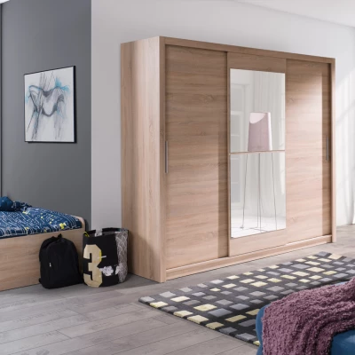 Šatní skříň 250 cm s se zrcadlem COKATO 5 - dub sonoma