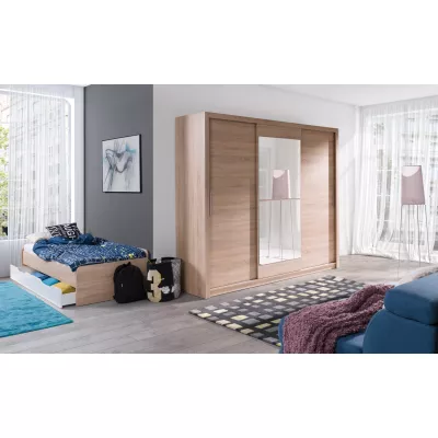 Šatní skříň 250 cm s se zrcadlem COKATO 5 - dub sonoma