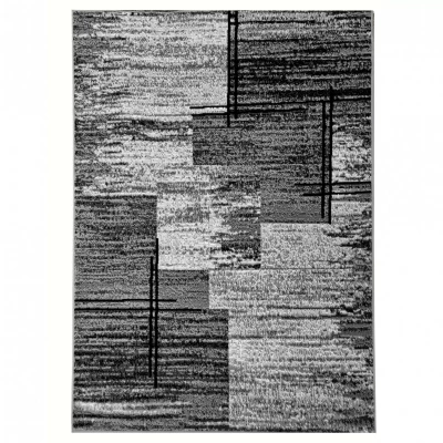 Kusový koberec 50x90 cm LUKEN obdélníkový - šedý / černý