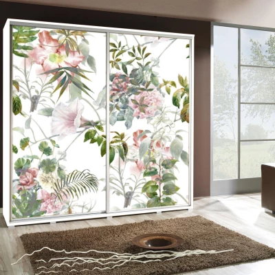 Vysoká šatní skříň 205 cm s potiskem DANUBE 41 - bílá