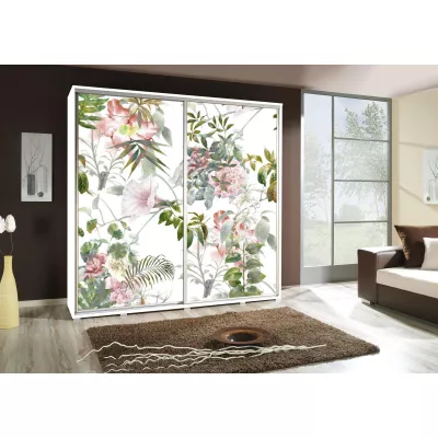 Vysoká šatní skříň 205 cm s potiskem DANUBE 41 - bílá