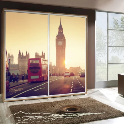 Šatní skříň 205 cm s posuvnými dveřmi a potiskem DANUBE 44 - dub catania