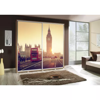 Šatní skříň 205 cm s posuvnými dveřmi a potiskem DANUBE 44 - dub catania