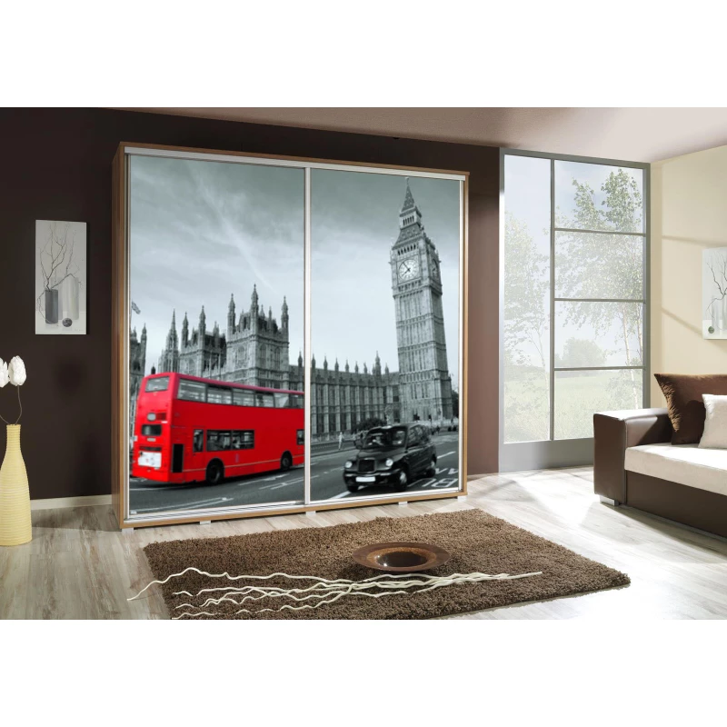 Vysoká šatní skříň 205 cm s potiskem DANUBE 45 - dub catania