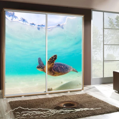 Široká šatní skříň 205 cm s potiskem DANUBE 73 - dub catania