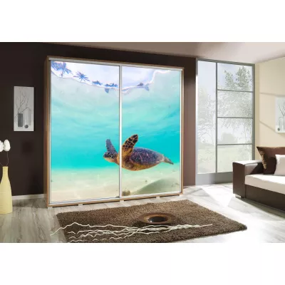 Široká šatní skříň 205 cm s potiskem DANUBE 73 - dub catania