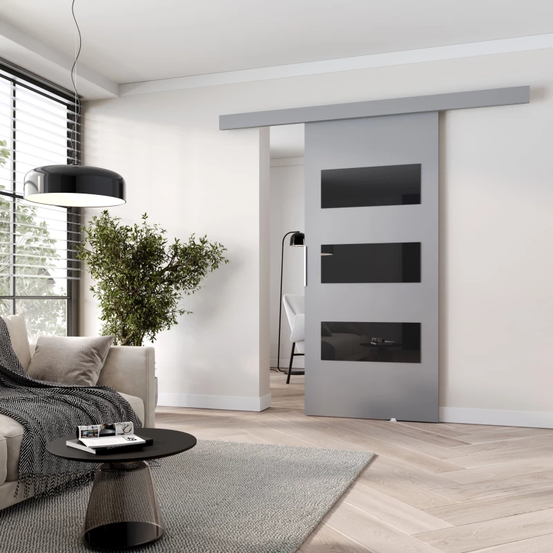 Posuvné dveře na stěnu BARRET 5 - 86 cm, šedé