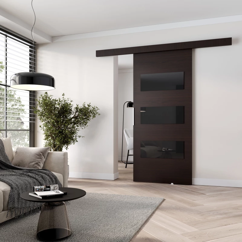 Posuvné dveře na stěnu BARRET 5 - 106 cm, wenge