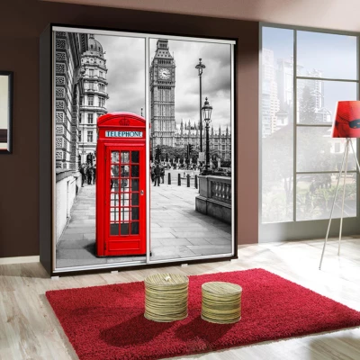 Vysoká šatní skříň 155 cm s potiskem DANUBE 14 - kaštan wenge