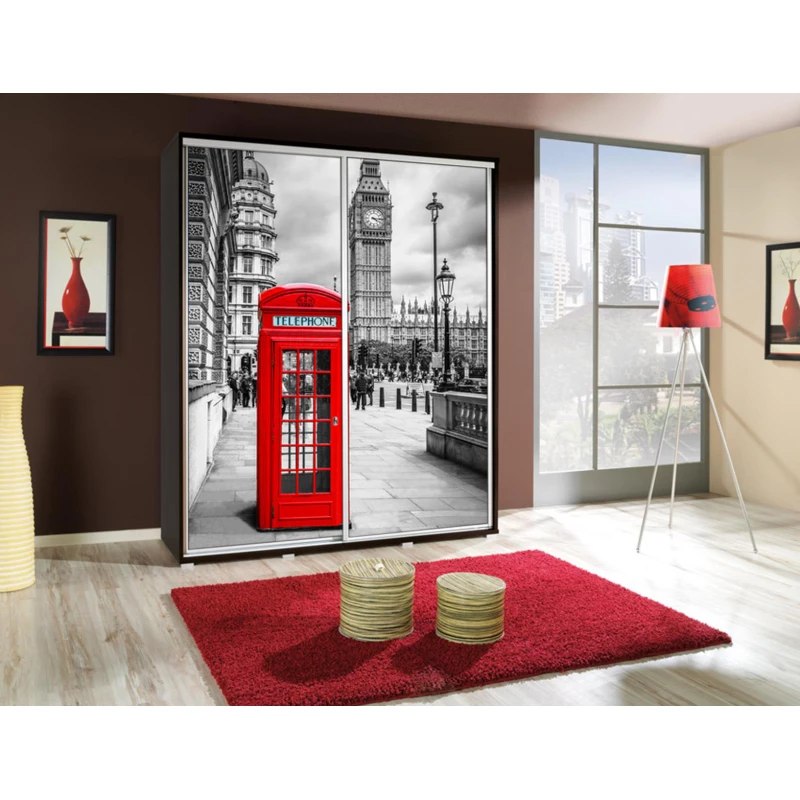 Vysoká šatní skříň 155 cm s potiskem DANUBE 14 - kaštan wenge