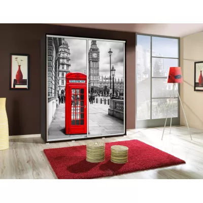 Vysoká šatní skříň 155 cm s potiskem DANUBE 14 - kaštan wenge