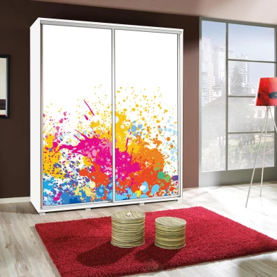 Vysoká šatní skříň 155 cm s potiskem DANUBE 3 - bílá