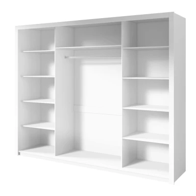 Šatní skříň 255 cm s posuvnými dveřmi HAYWARD - červenohnědá / černé úchyty