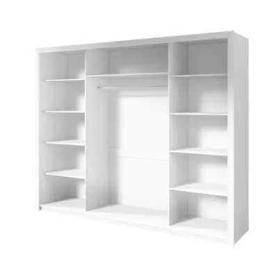 Šatní skříň 255 cm s posuvnými dveřmi HAYWARD - zelená / černé úchyty