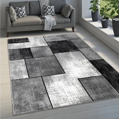 Kusový koberec 180x260 cm DEMIAN - šedý / černý / bílý
