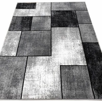 Kusový koberec 180x260 cm DEMIAN - šedý / černý / bílý