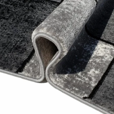 Kusový koberec 180x260 cm DEMIAN - šedý / černý / bílý