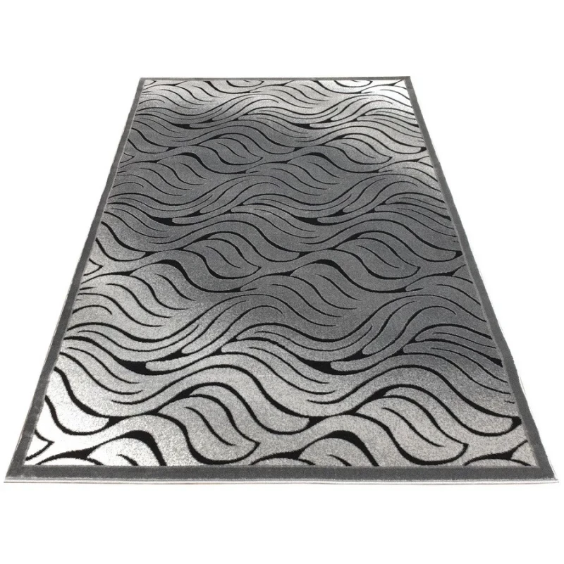 Moderní obdélníkový koberec 150x300 cm DEMIAN - šedý / černý