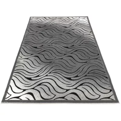 Moderní obdélníkový koberec 150x300 cm DEMIAN - šedý / černý