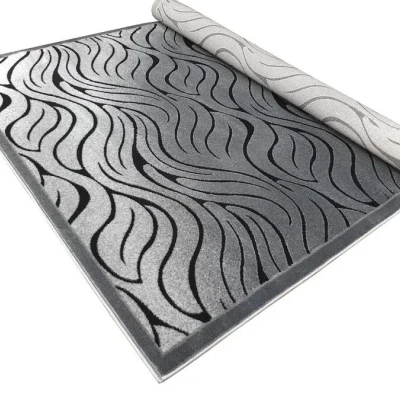 Moderní obdélníkový koberec 150x300 cm DEMIAN - šedý / černý