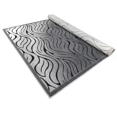 Moderní obdélníkový koberec 150x300 cm DEMIAN - šedý / černý