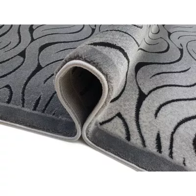 Moderní obdélníkový koberec 150x300 cm DEMIAN - šedý / černý