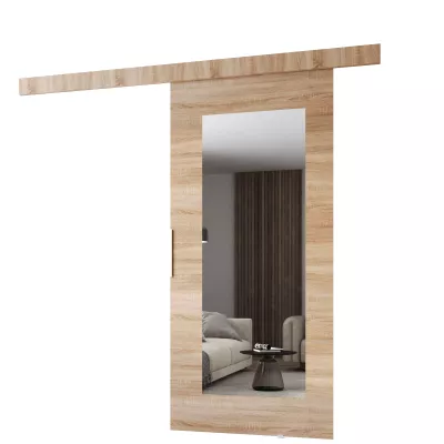 Posuvné dveře se zrcadlem BARRET 9 - 86 cm, dub sonoma
